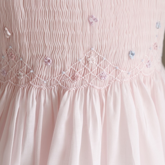 Girls Pink Smocked Dress Luli & Me size 6X Embroidery Spring Portrait LIKE NEW!! - Picture 3 of 7